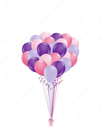 A Dozen Pink and Purple Balloons