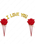 I LOVE YOU - Romantic Red Heart Balloon Bouquets with Custom Letter Arch