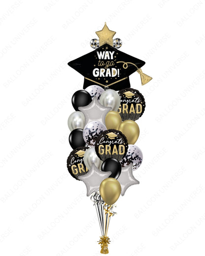 Graduation Balloon Set/Congrats Grad Mylar/Gold, Silver & Confetti Latex