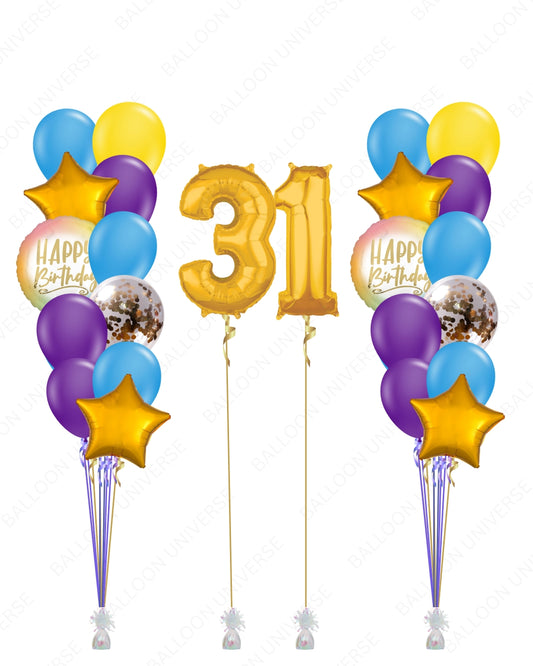 Vibrant Birthday Bouquets with Gold Numbers