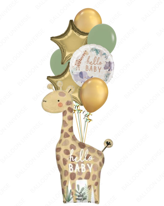 Gold Eucalyptus Baby Balloon Tower