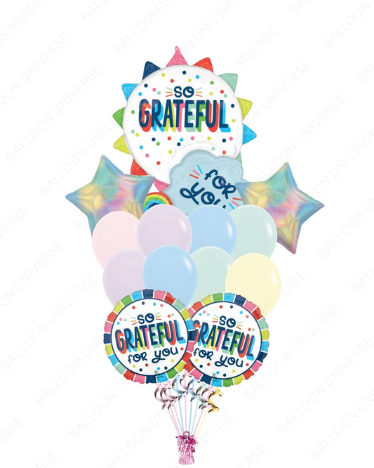 Supershape “So Grateful For You” Balloon with Pastel Latex Bouquet
