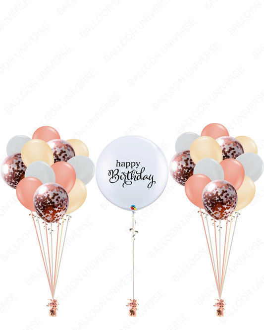Blush & Rose Gold Balloon Bouquets with 36" Custom Printed Balloon