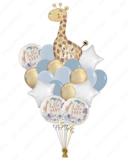 Baby Boy Safari Balloon Set with Giraffe - Baby Shower Decoration