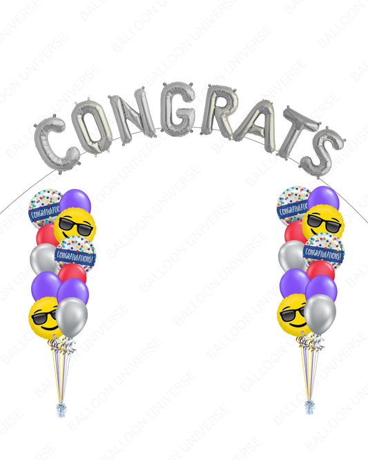 Two Congratulations Bouquets with Custom Letter Arch