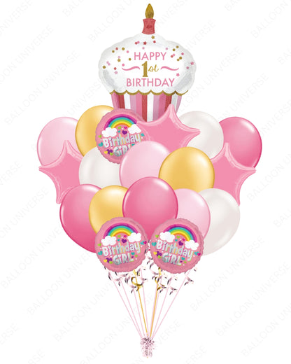 Birthday Cupcake Balloons for 1-Year-Old Girl