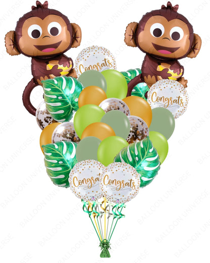 Playful Monkey Balloon Bouquet with Tropical Accents