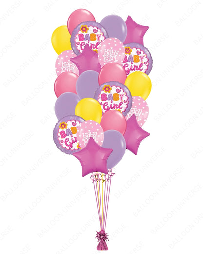Welcome Baby Girl Balloon Arrangement