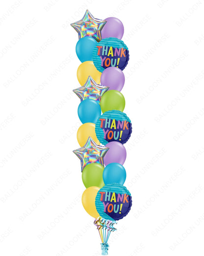 Thank You Balloon Bouquet with Stars and Bright Latex Balloons