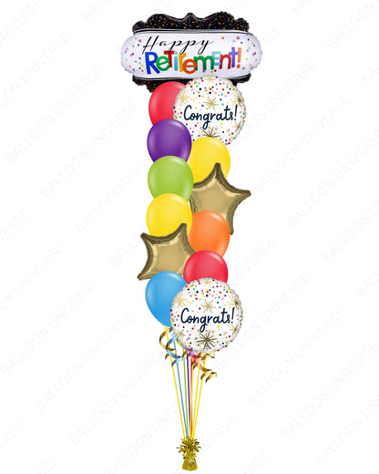 Happy Retirement Balloon Gift | Colorful Latex with Stars