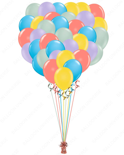 Multicolor Balloons - Lilac, Coral, Mint, Blue & Golden