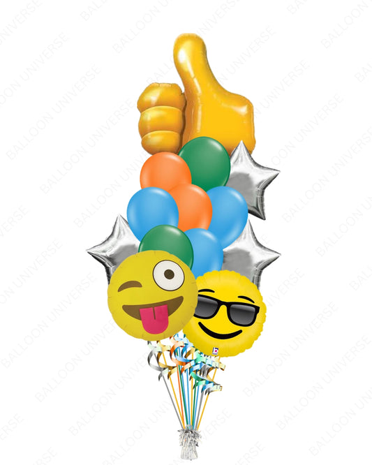 Thumbs Up and Smiles Emoji Birthday Balloons