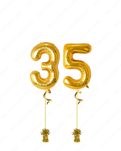 2 Supershape Number Foil Balloons (Custom Colours + Numbers)