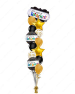 Happy Retirement Balloon Bouquet | Black, Gold & Confetti Balloons