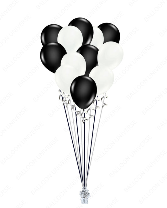 A Dozen Black and White Balloons