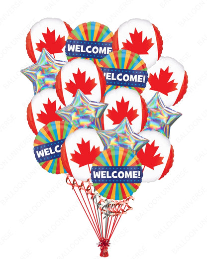 Canada Day Balloon Bouquet - Maple Leaf & Welcome Party Decoration