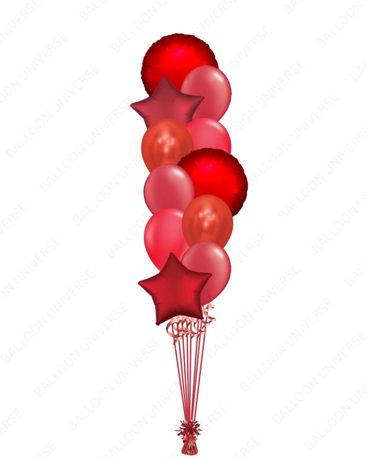 Red Balloon Bouquet - Star Mylar, Round Mylar, Pearl, Chrome and Latex