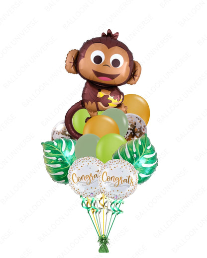Playful Monkey Balloon Bouquet with Tropical Accents