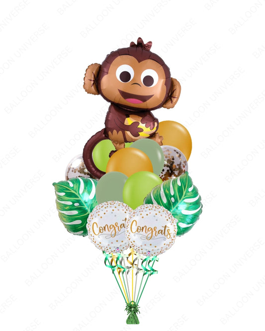 Playful Monkey Balloon Bouquet with Tropical Accents