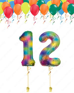 25 Helium Balloons + Rainbow mylar Number