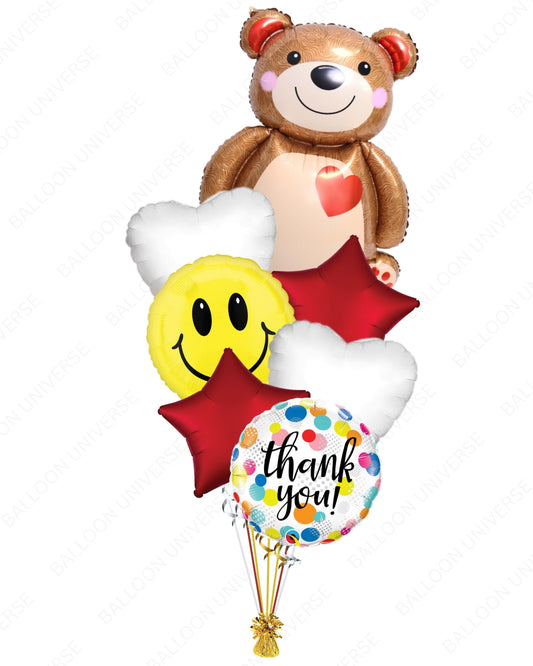 Teddy Bear Thank You Balloon Bouquet - 7pc