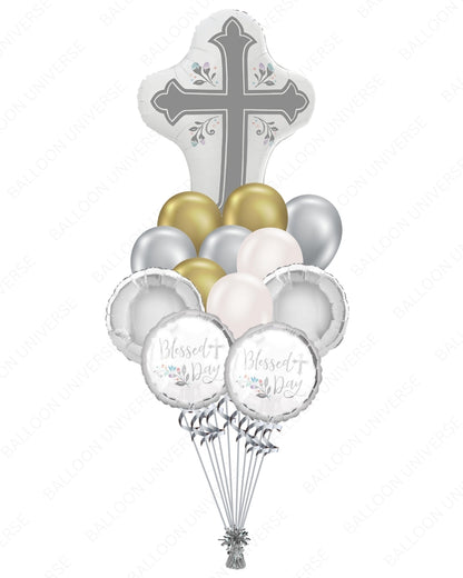 Blessed Day Cross Balloon Bouquet for First Communion/Religious Party
