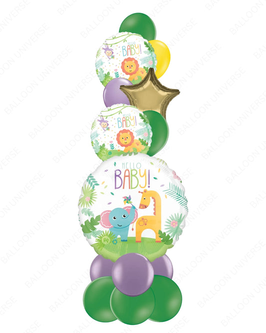 SuperShape Balloon Tower for Baby Shower in Jungle Theme