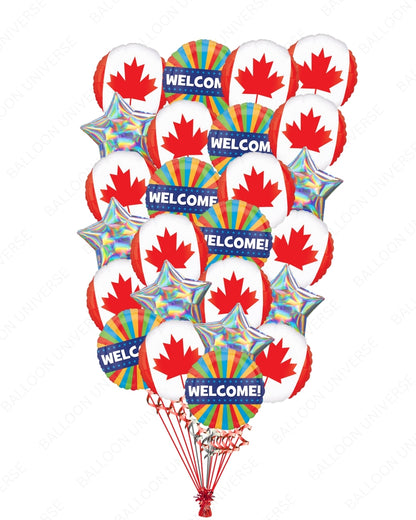 Canada Day Balloon Bouquet - Maple Leaf & Welcome Party Decoration