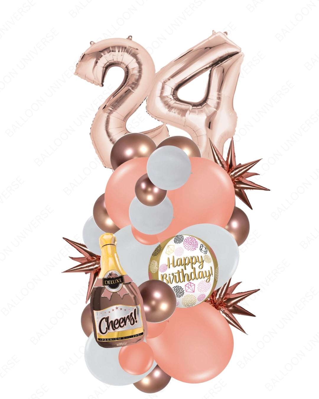 Champagne Organic Balloon Display with Elegant two Numbers