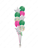Beautiful Balloon Bouquet  -  Rainbow Confetti, Silver Star & Latex Mix
