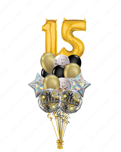 Gold & Black Balloon Decor with Custom Numbers for Any Event
