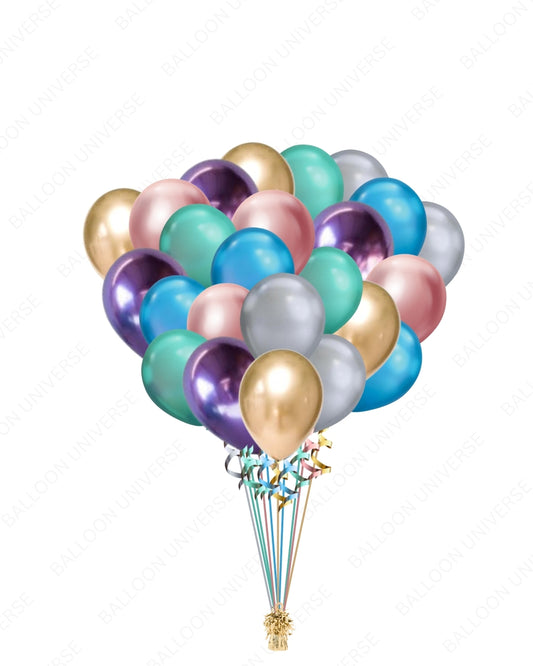 Two Dozen Assorted Chrome Balloon Bouquet