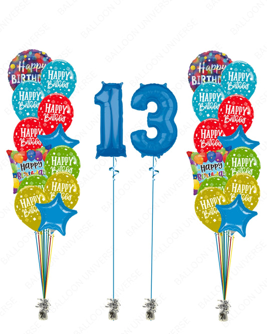 Colorful Birthday Balloon Bouquets with Custom Numbers