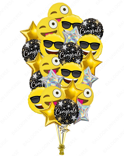Congrats with Emojis Balloon Arrangement