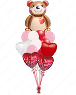 Giant Bear Balloon Bouquet with Hearts & “I Love You” Balloons