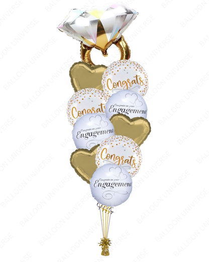 Elegant Engagement Balloon Set with Giant Diamond Ring
