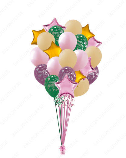 Elegant Happy Birthday Balloon Bouquet
