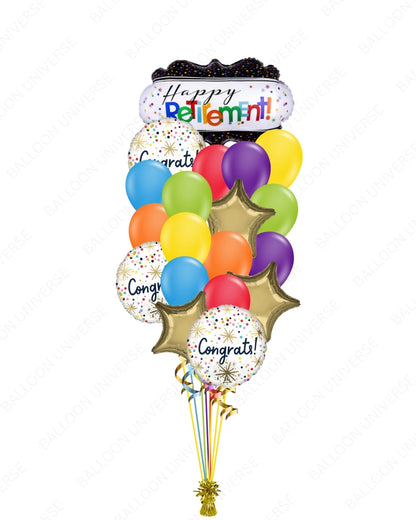Happy Retirement Balloon Gift | Colorful Latex with Stars