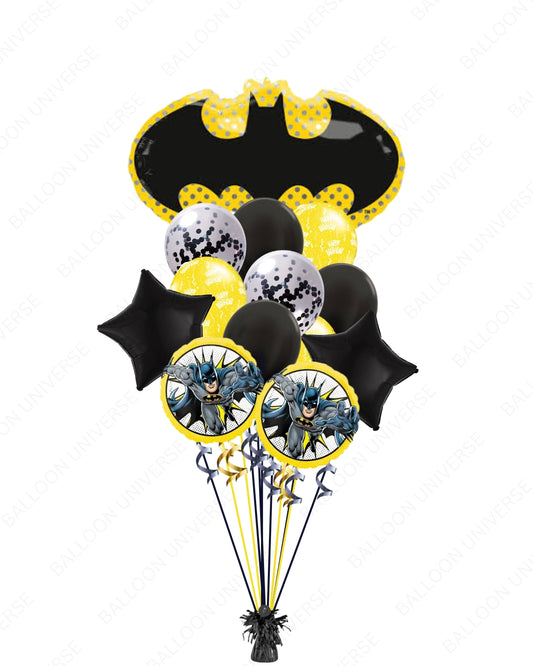 Happy Birthday from Batman - Balloon Bouquet with Stars & Confetti