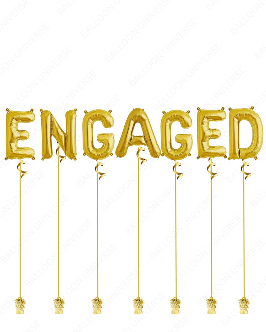 40" Gold Foil “ENGAGED” Letter Balloons