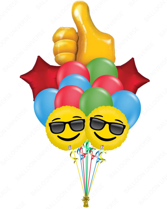 Thumbs Up Emoji with Colorful Latex & Stars