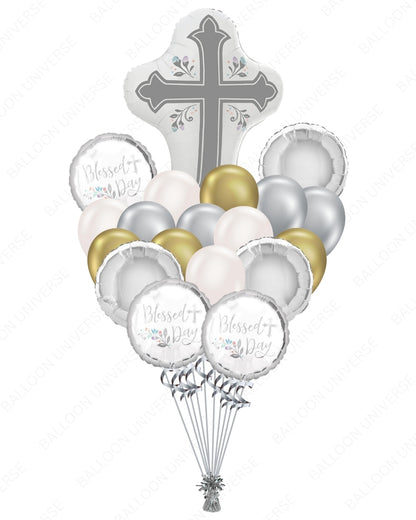 Blessed Day Cross Balloon Bouquet for First Communion/Religious Party