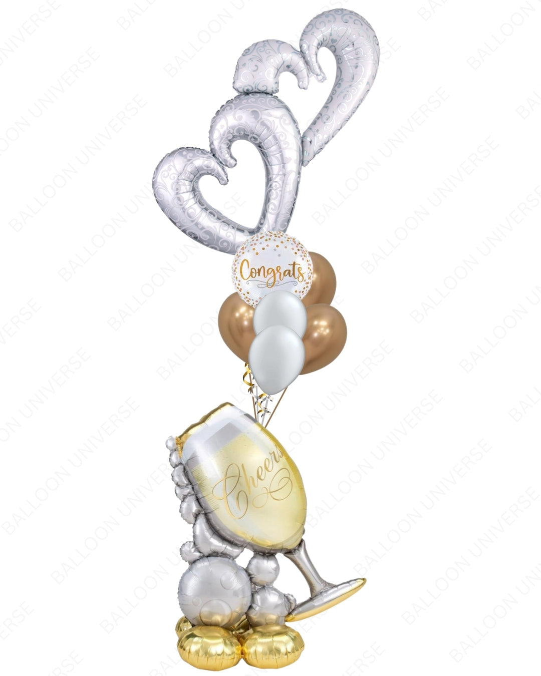 Giant Standing Champagne Airwalker with Hearts