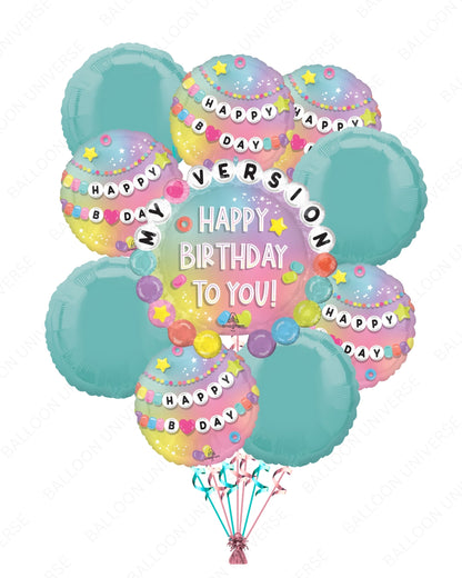 Happy Birthday Mylar Balloon Set in Tiffany Blue Theme