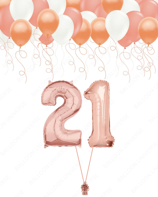 Elegant Rose Gold Balloon Set for Girls with Custom mylar Numbers