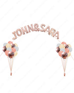 Elegant Blush and Rose Gold Bouquets with Custom Phrase Arch
