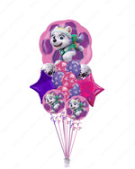 PAW Patrol Birthday Balloon Bouquet for Girls -  Pink & Purple Latex, Confetti & Mylar Mylars ( Helium-Filled)