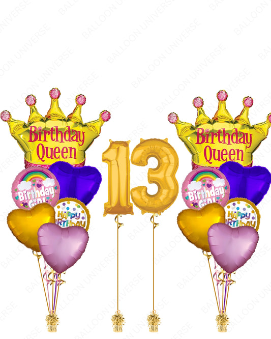 Birthday Queen Bouquets with Gold Numbers