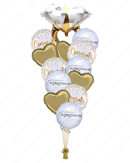 Elegant Engagement Balloon Set with Giant Diamond Ring