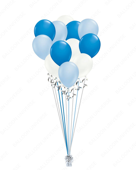 A Dozen Blue & White Balloons